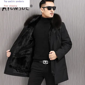

Winter Real Fur Coat Men Parka Fox Fur Collar Jacket Mink Fur Liner Warm Parkas Men Overcoat Fur Jacket 26-9817173 YY322
