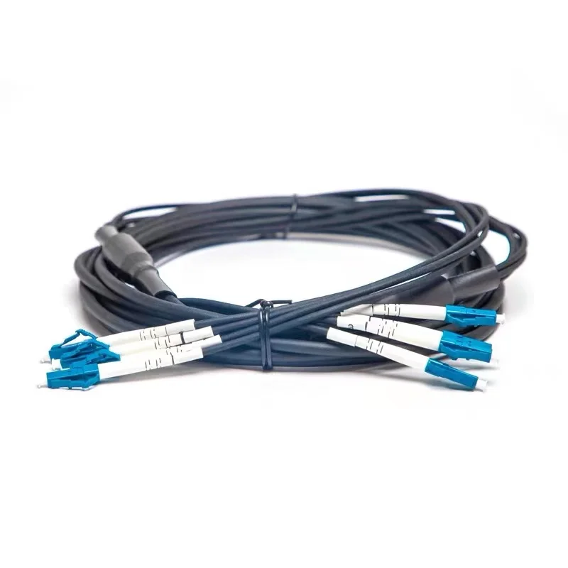 Armored 4C Fiber Optic Patchcords, 4 Cores Jumper, Singlemode SM, Indoor and Outdoor, Black ELINK, 50MTR, 5.0mm, LINK