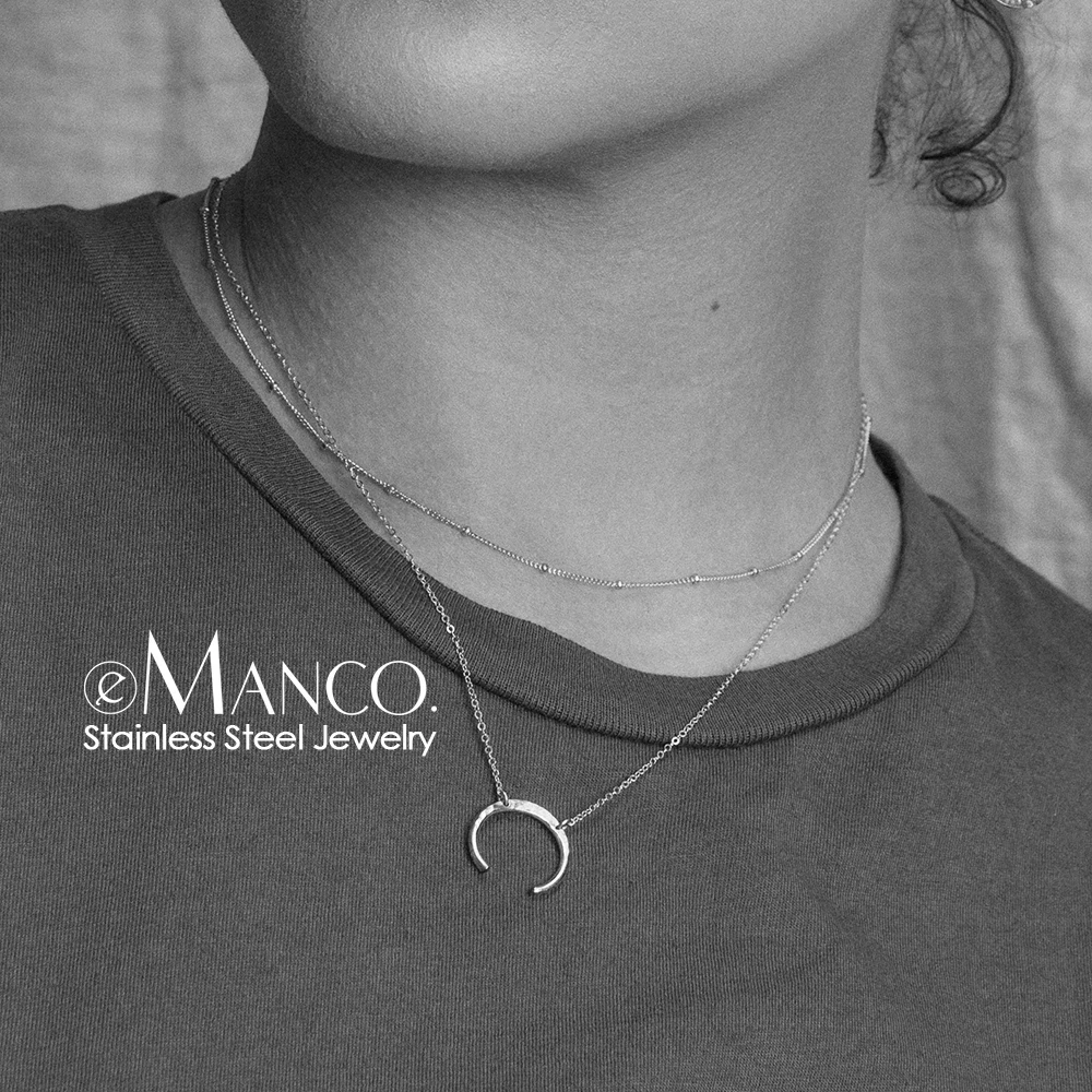 Ожерелье eManco 316L из нержавеющей стали, женское ожерелье с подвеской в виде Луны для женщин, трендовые чокеры, ожерелье, лучший подарок для друга