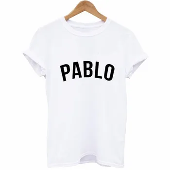 

Pablo Letter Print T Shirt Women Short Sleeve O Neck Loose Tshirt 2020 Summer Fashion Women Tee Shirt Tops