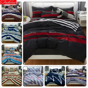 

Creative Stripe Duvet Cover Sheet Quilt Comforter Pillow Case bedding Set Adult Couple Big Size Queen King Bed Linen Bedspreads