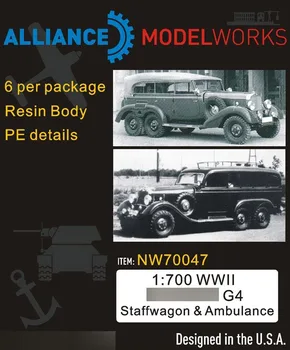 

1/700 Scale WWII German G4 Staffwagon & Ambulance (6pcs) NW70047 Resin+Etching Sheet Model Kits