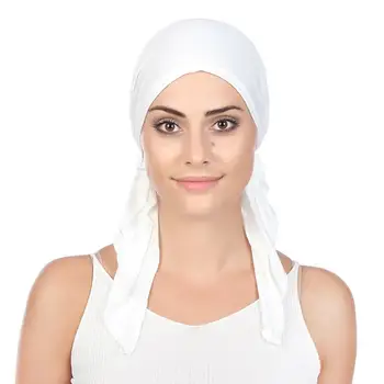 

Women Solid Color Long 2-Tail Elastic Milk Silk Muslim Turban Hat Head Wrap Milk Silk Muslim Turban Hat Head Wrap Hat Head Wrap