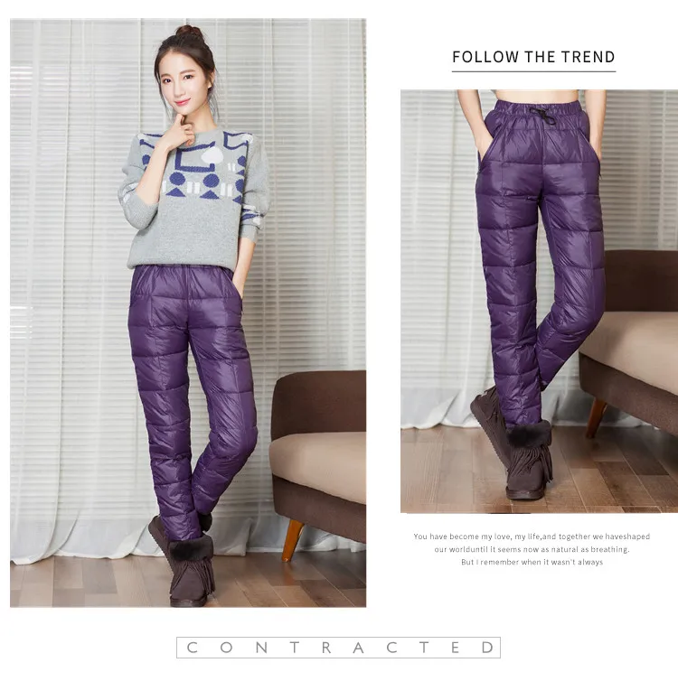 winter cold waist thickened female outer wear thin large size white duck trousers 1025 warm couple