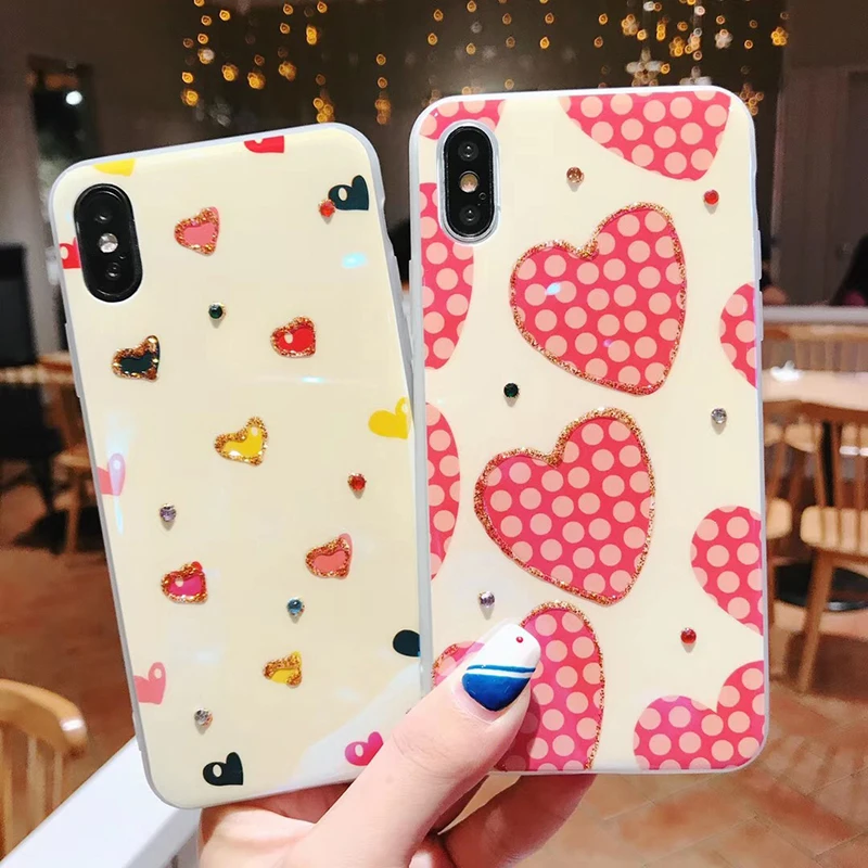 Блестящее со стразами чехлы для huawei P30 P20 Pro Mate20 Pro Classic dot love мягкий чехол для Honor 20 Pro Nova 3 4 5 back fundas
