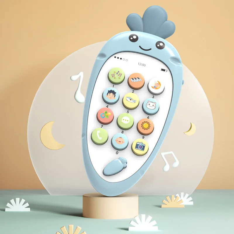 Синий Электронная игрушка мультфильм телефон детский мобильный телефон Обучающие игрушки музыка ребенок грызунок для младенцев телефон подарок - Цвет: Синий