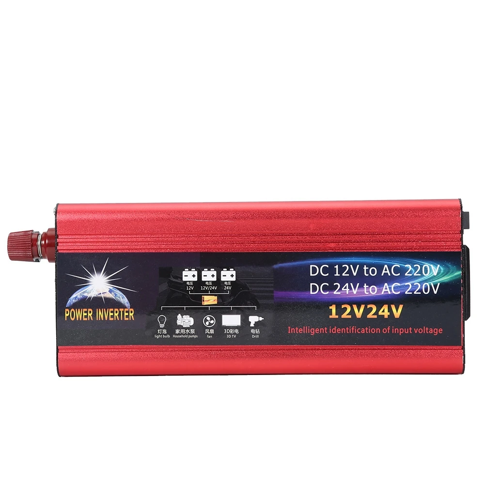 Universal 1500W Watt DC 12V to AC 220V Portable USB Car Power Inverter Aluminum Charger Converter Adapter rustproof