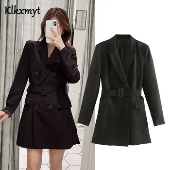 

England blazer sashes puff sleeve suits long blazers za dress women vestidos de fiesta de noche vestidos women party dress