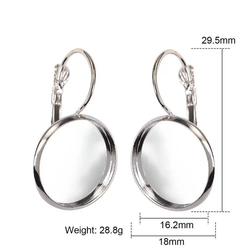 16mm-Silver 20 шт./лот, железный кабошон серьга, установка 16 мм, плоский круглый ободок, драгоценный камень, пустая основа, Античная бронзовая бижутерия, для изготовления ушных крючков, компоненты - Цвет: 16mm-Silver