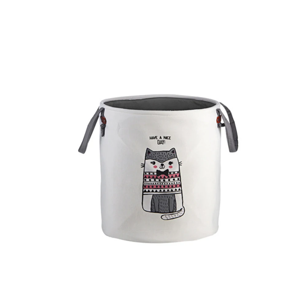 Bow tie cat Складной брезентовый принт детская корзина для хранения игрушек грязная стирка одежда ведро для хранения игрушек корзина для грязного белья подходит для детей - Цвет: Bow tie cat