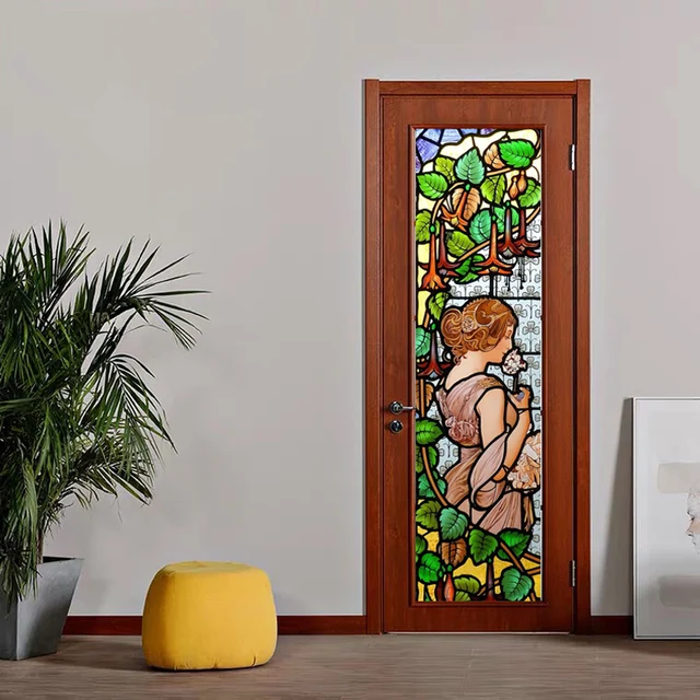 Egyedi Méretű Ablakfilm Ólomüveg Filmek Matt Magánélet Retro Európai Templom Stílusú Színes Ajtó Matrica Zuhany Fürdőszoba - Image 5