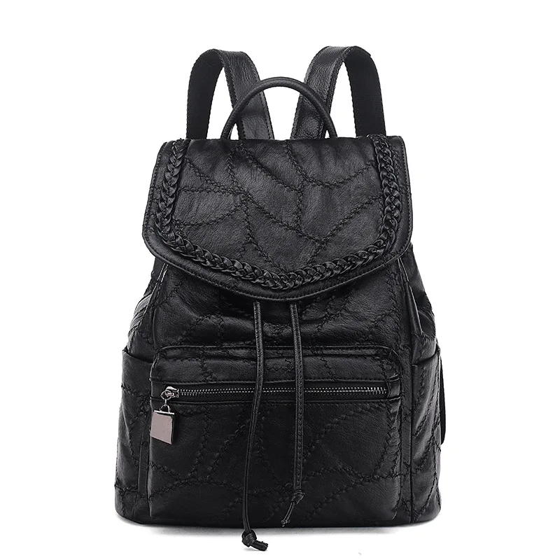 

2018 Autumn New Style Japanese Korean Solid Color Weaving Backpack Women's Multi-Purpose Backpack Fashion Bag