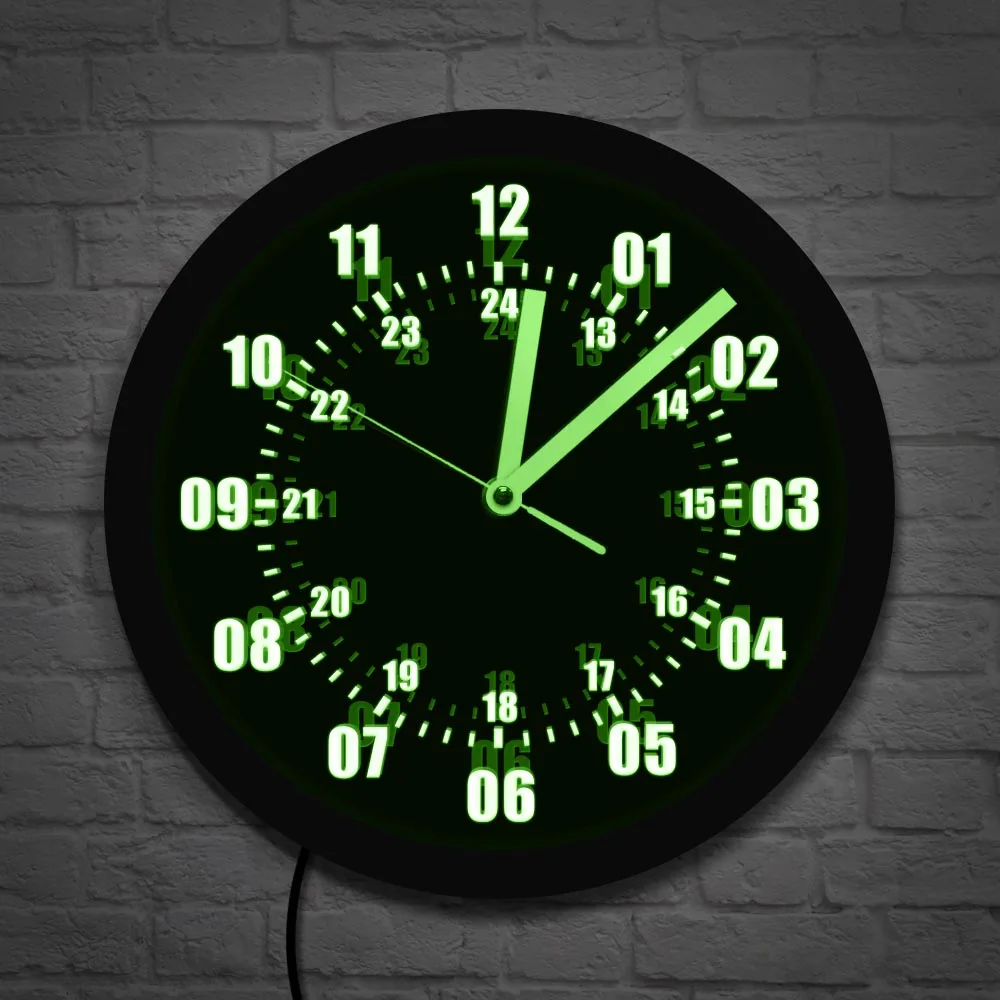 US $30.60 Military Time 24 Hours Display Neon Sign Wall Clock With Led Backlight Military World Time Zone Amateur Neon Sign Led Wall Clock