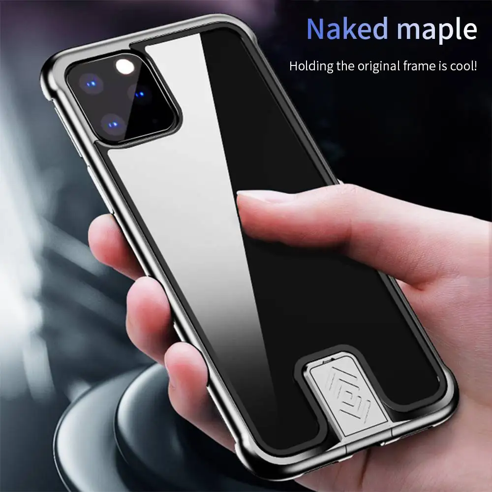 Чехол CASEIER для iPhone 11 Pro Max pro металлический стеклянный противоударный Прозрачный