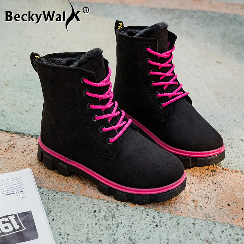 Женские Теплые ботильоны на плоской подошве со шнуровкой Размеры 35