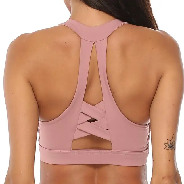 US $10.08 Sexy Crisscross Seamless Fitness Yoga Bra Tops Women Removable Pads Workout Running Bra Solid Gym B