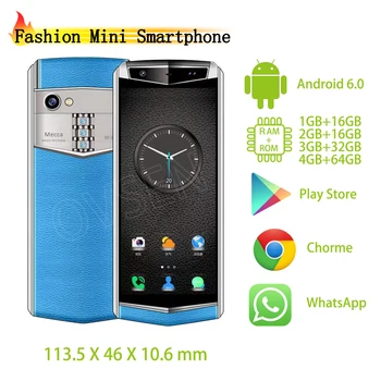 

M17S Super Pocket 4G Smartphone 3.5 Inch Android 6.0 Cellphones WiFi Hot spot Luxurious Leather Mobile Phone Google Play Store