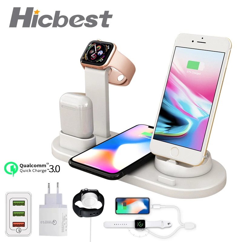 Price 3 in 1 Wireless Charging Induction Charger Stand for iPhone X XS Max XR 8 Airpods Apple Watch 2 in 1 Docking Dock Station 3in1