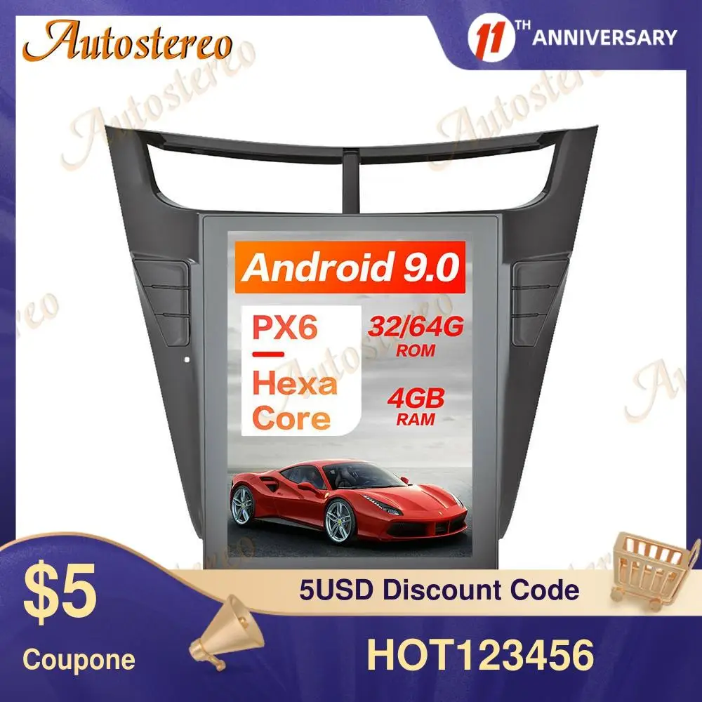 

Android 9.0 6Core 4GB Car GPS Navigation For Chevrolet sonic sail 2015-2020 Head Unit Multimedia Player Auto Radio Tape Recorder
