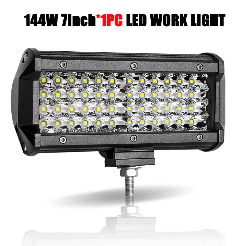 1PC 144W 7 inch 60-480 Вт светильник-бар внедорожный 4x4 12V 24V автомобильные аксессуары 4-23 дюймов светодиодный рабочий светильник комбинированный луч дальнего света ATV SUV UTV Trucks - Цвет: 1PC 144W 7 inch
