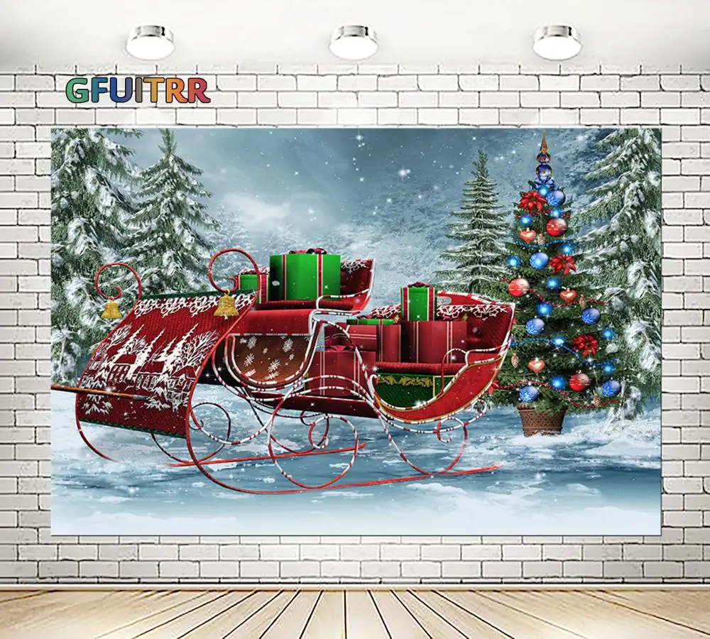 Рождественские фоны для фотосъемки GFUITRR Зимняя Страна Чудес фон Виниловый
