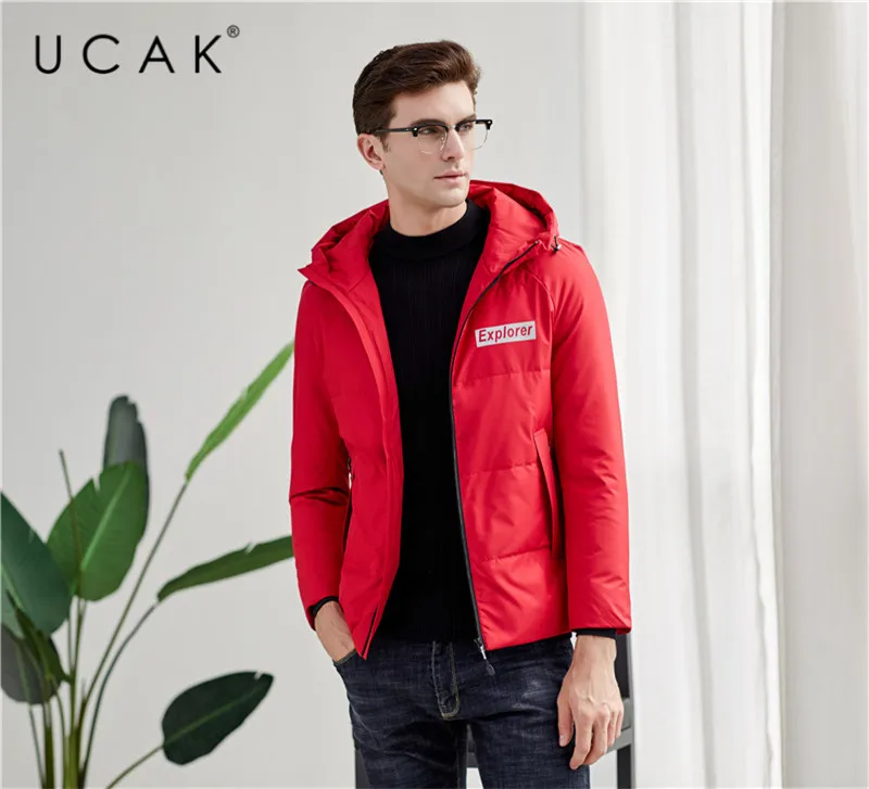 UCAK/брендовая белая куртка-пуховик для мужчин, Новое поступление, модная повседневная куртка с капюшоном, 2019 зимние толстые теплые куртки