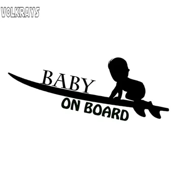 

Volkrays Personality Car Sticker Baby on Board Funny Creative Accessories Reflective Waterproof Sunscreen Vinyl Decal,6cm*18cm