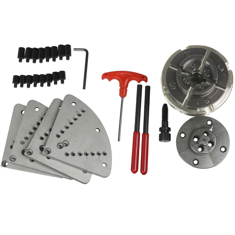 4-inch, C-shaped outer chuck, four-jaw self-centering high-low jaw inner-circle flat-jaw chuck for woodworking lathes