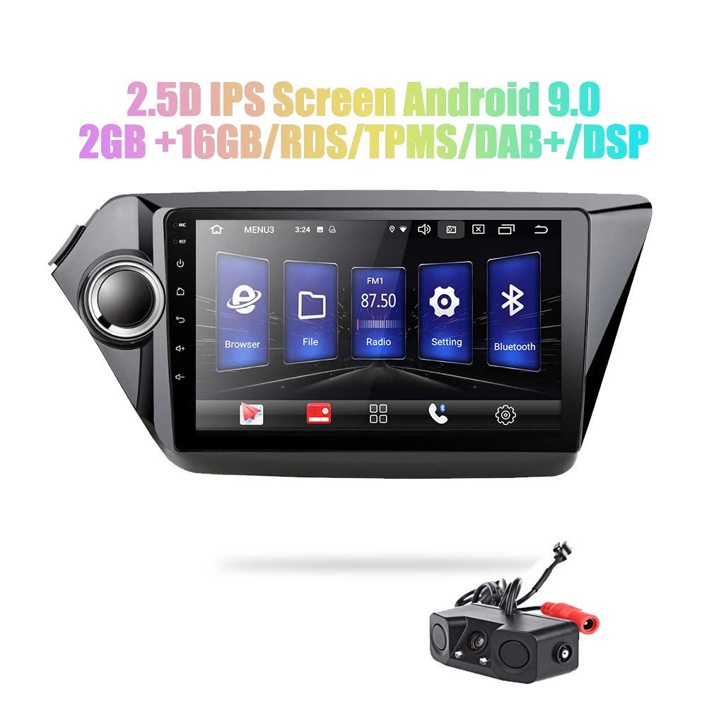 9 'Android 9,0 2 din android автомобильное компактное минирадио 2.5D ips экран gps навигация wifi для KIA RIO K2 MP5 автомобильный проигрыватель Передняя и задняя камера