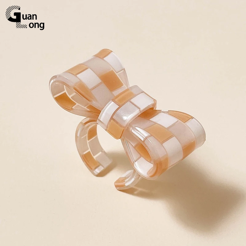 GongLong Resin Open Rings Set for Women Bow-knot Finger Rings Adjustble Jewelry