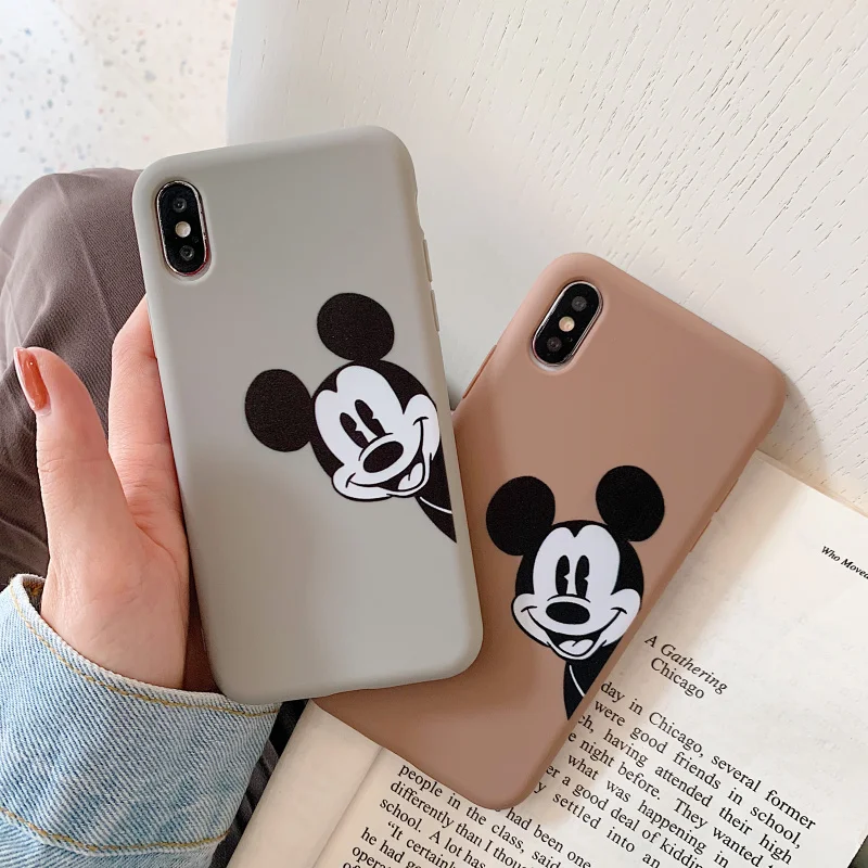 

Cute Cartoon Mickey Minnie Phone Case For iPhone X XR XsMax XS 6 6S Plus 7 8 Plus Cases Soft TPU Cute Disneys Candy Color Cover