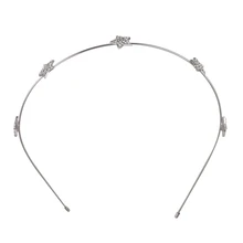 Silver Tone Meatl Faux Rhinestone Star Accent Slim Hair Hoop Headband(China)