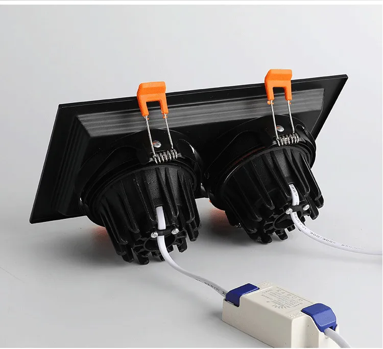 led双头斗胆灯单头三头嵌入式暗装格栅灯COB射灯黑色方形豆胆天花-淘宝网_08