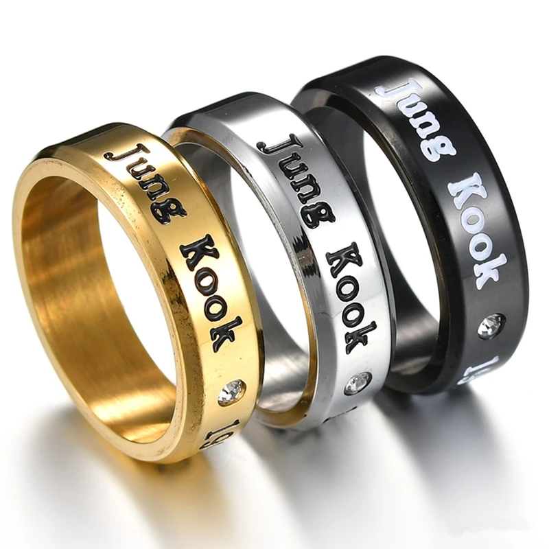 korean Kpop bangtan boys rings jin jimin suga name letter Ring Stainless Steel Finger Rings Jewelry Accessories for Men Women | Украшения и