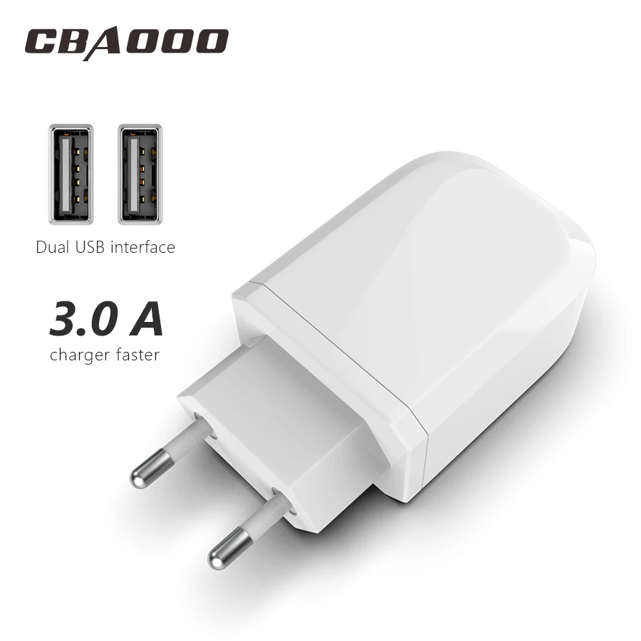 

Usb Charger Travel EU Plug 2.1a Fast Charging Adapter portable Dual Wall charger Mobile Phone cable For iphone Samsung xiaomi