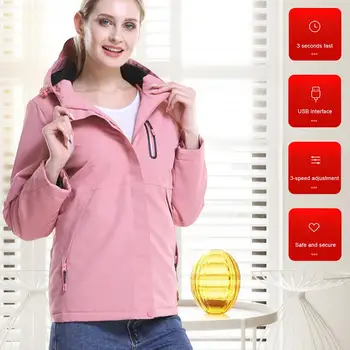 

Waterproof Winter Men and Women Smart Heating jacket USB Fiber Heating Travel Coat