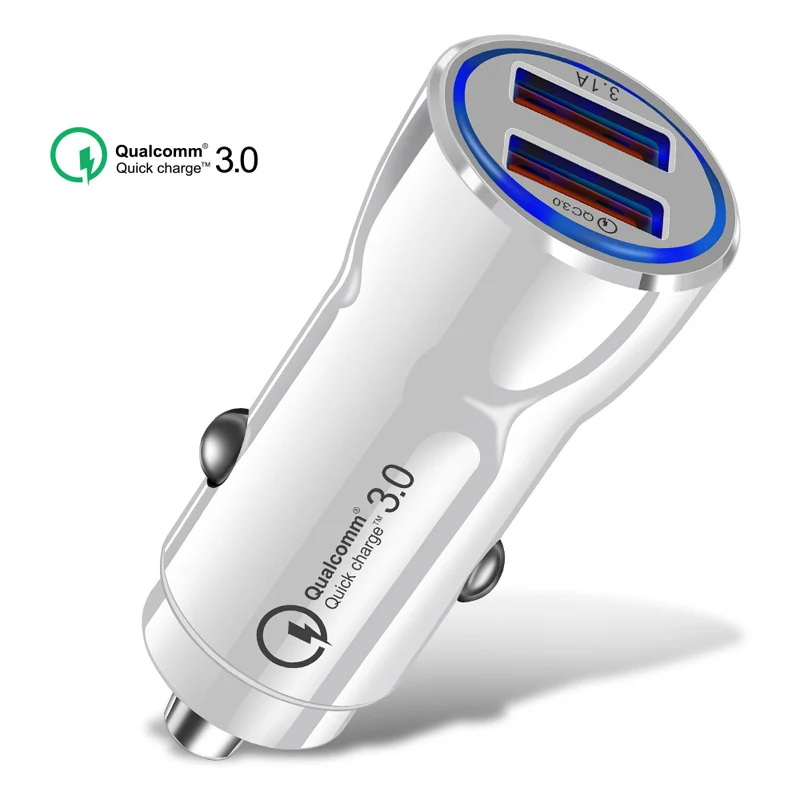 Быстрая зарядка 3,0 мини USB Автомобильное зарядное устройство для iPhone X 8 7 Автомобильное зарядное устройство для телефона двойное USB зарядное устройство для телефона в автомобиле для samsung Xiaomi huawei - Тип штекера: White