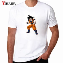 Casual T-Shirt Mens Stylish Cartoons Dragon Ball Super Goku Printed Tee Shirts O-Neck Short Sleeve White Tops