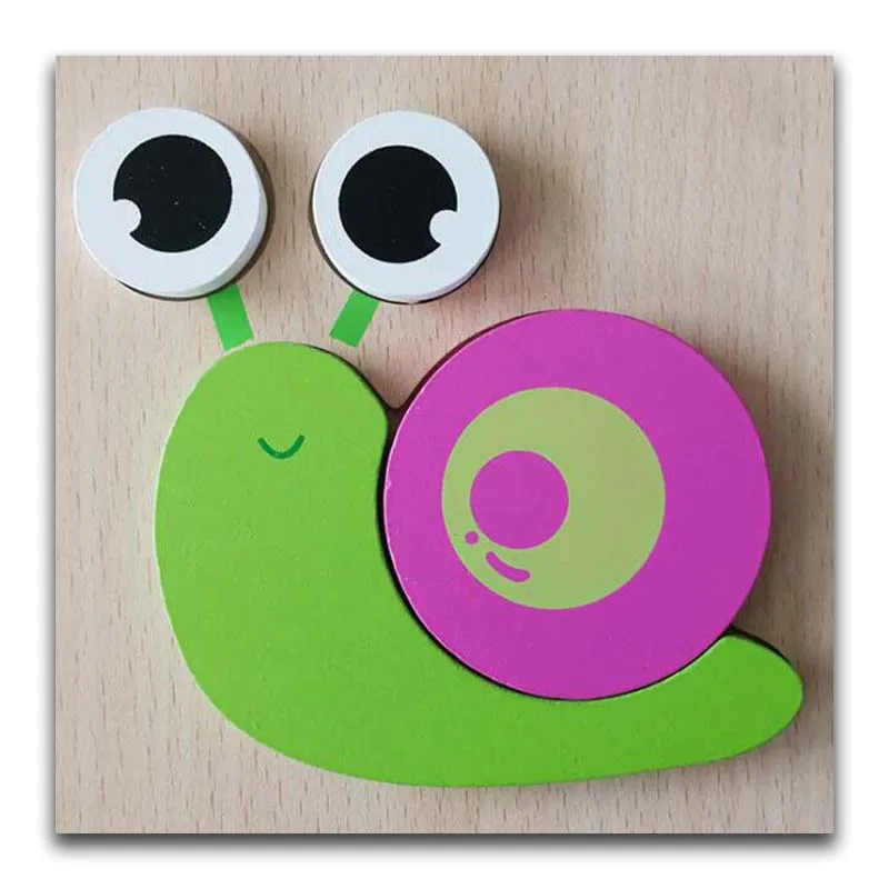Snail Детские деревянные 3D головоломки, деревянные игрушки для детей, Мультяшные насекомые, животные, головоломка, интеллект, детские развивающие - Цвет: Snail