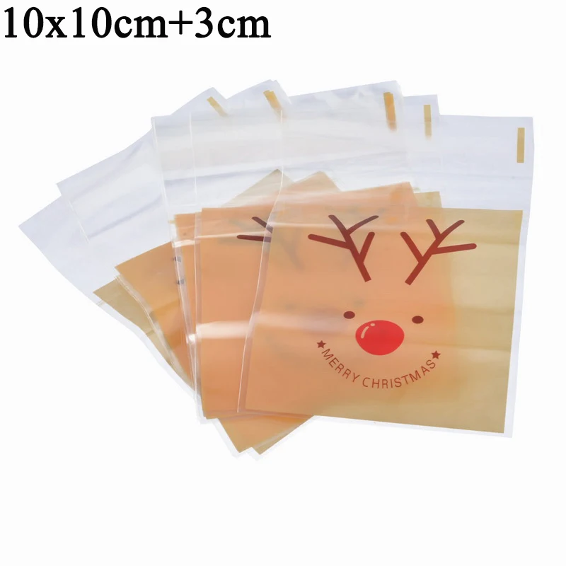 Горячая Распродажа, 50 шт., рождественские Самоуплотняющиеся пакеты, пластиковые пакеты для конфет, печенья, подарочные пакеты, самоклеющиеся герметичные подарочные пакеты на год - Цвет: F