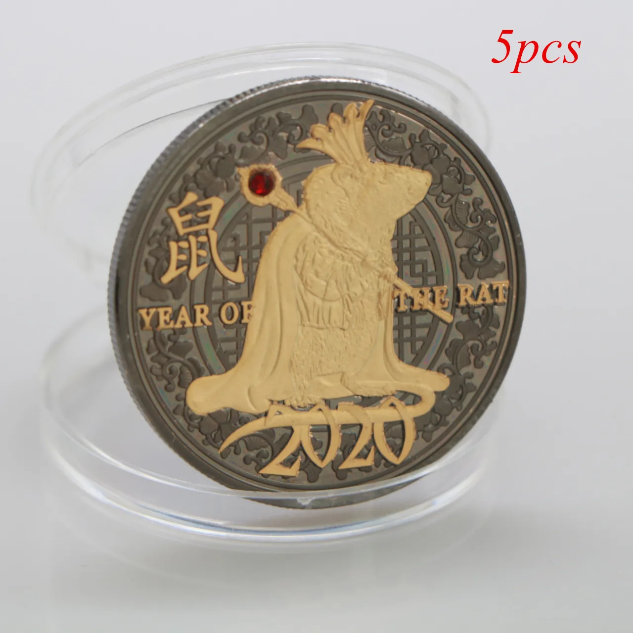 5pcs/lot 2020 Rat Year Challenge Coin Chinese Zodiac Souvenir Collection Art Craft Drop Shipping | Дом и сад