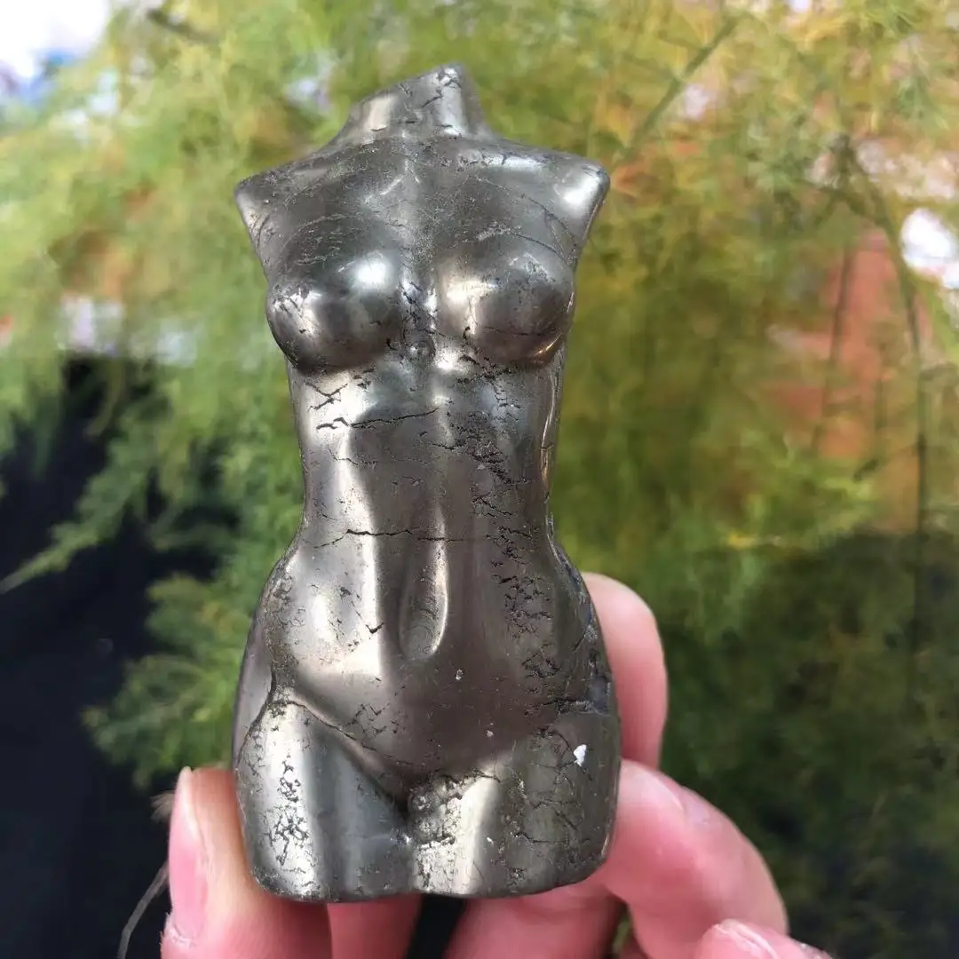 

75mm hand-carved pyrite crystal Goddess body craft jewelry