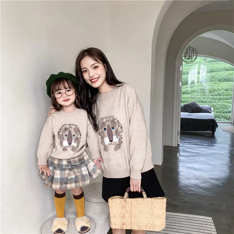 Najtaniej Rodzina pasujące ubrać mama i ja matka córka kreskówka tygrys swetry ciepłe ubrania na zimę dla rodziny wygląd koszule mama dziecko