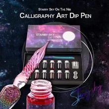 Offre Spéciale innovant fait main cristal verre Dip stylo calligraphie fontaine coffret cadeau encre NOV99