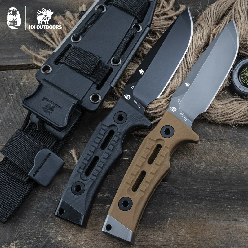 Online HX al aire libre hoja recta cuchillo D2 Acero inoxidable supervivencia caza Camping herramienta al aire libre roca X 2019 nueva roca