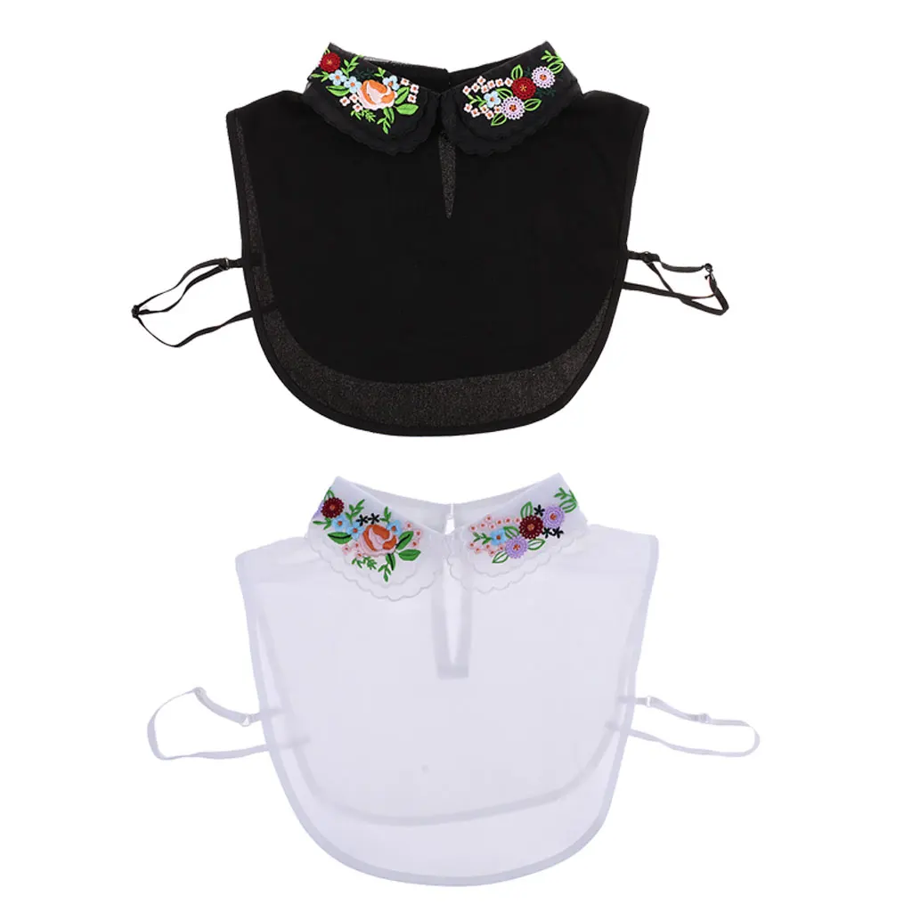 

2x Women's Dickey Embroidery Chiffon Blouse Collars Detachable Fake Collars