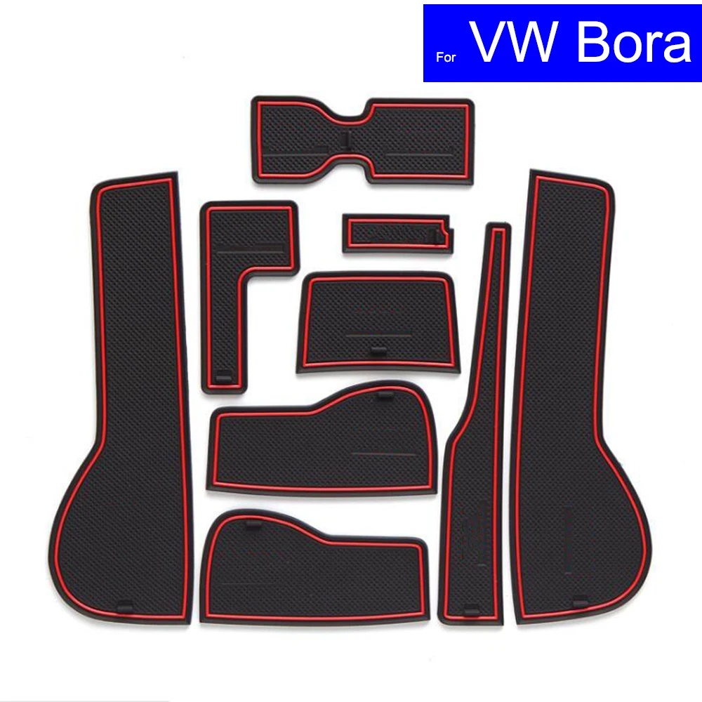 9 Pz Car Door Gate Slot Mats Tappeti Portabicchieri Pad Per Volkswagen Vw Bora 2016 2017 Door Groove Mat