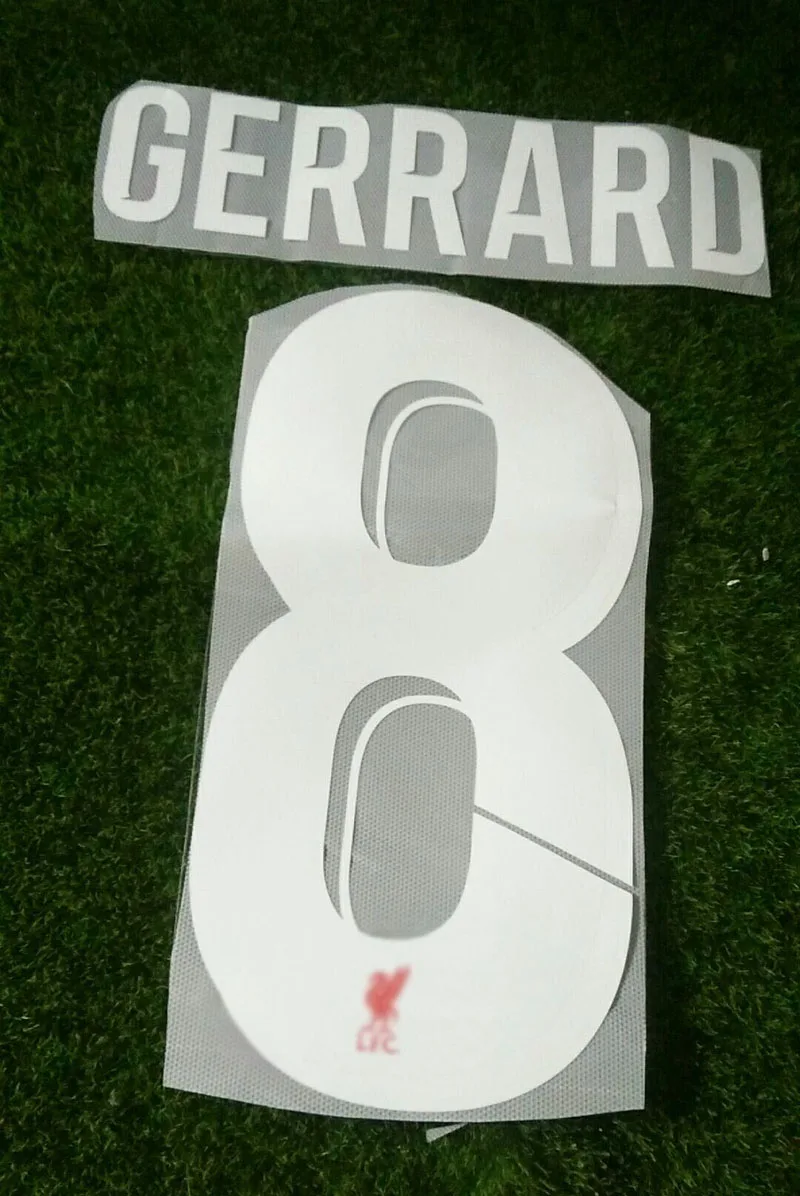 UCL чемпионы M. SALAH Nameset MANE FIRMINO SHAQIRI печать пользовательских ярлыков теплопередача футбольный значок - Цвет: GERRARD 8