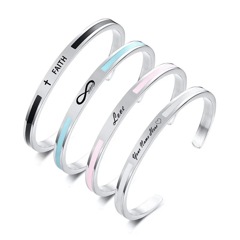 Эмаль открытый манжет BangleCustom женский браслет Шарм богемный Персонализированные
