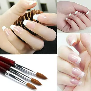 

Wood Handle Kolinsky Acrylic Sable Round Flat Head Acrylic Crimped Nail Art Brush Manicure Powder Professional Tools